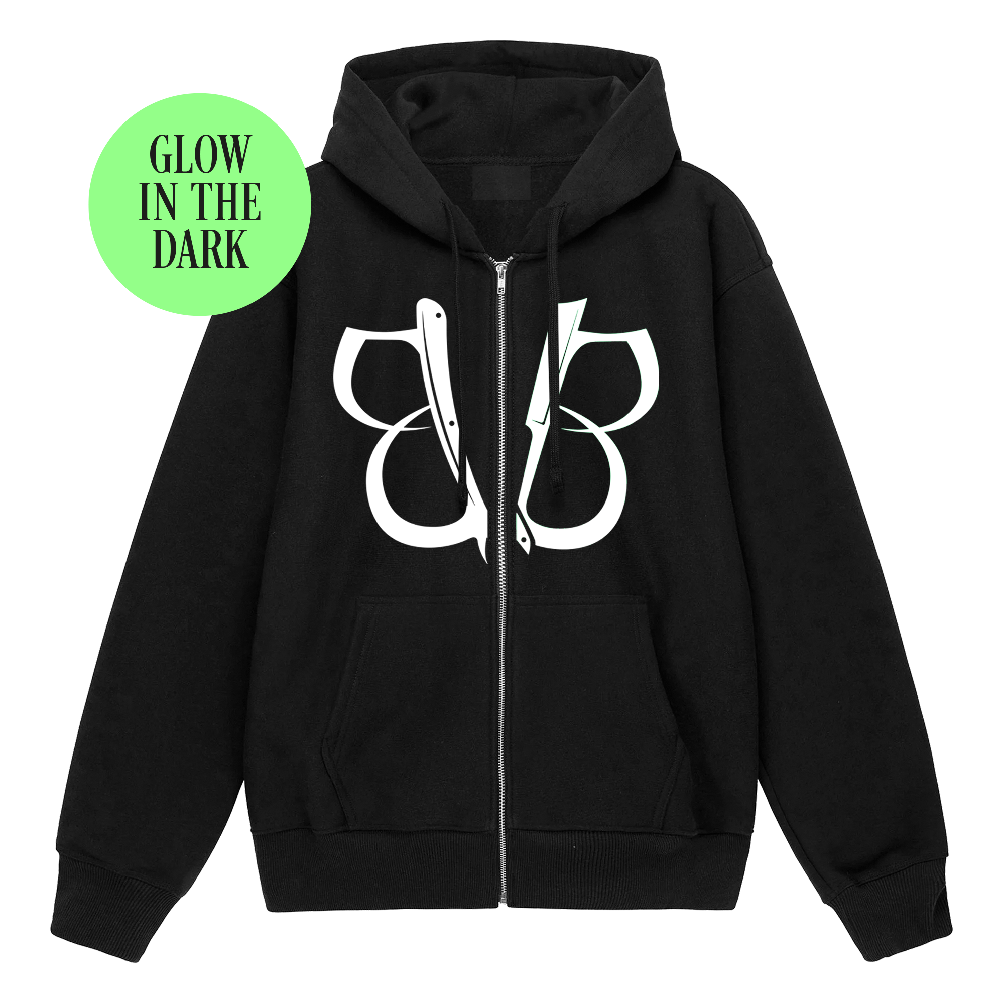 Black Veil Brides X Kerrang! GLOW IN DARK ZIPPER Hoodie- Slate Grey